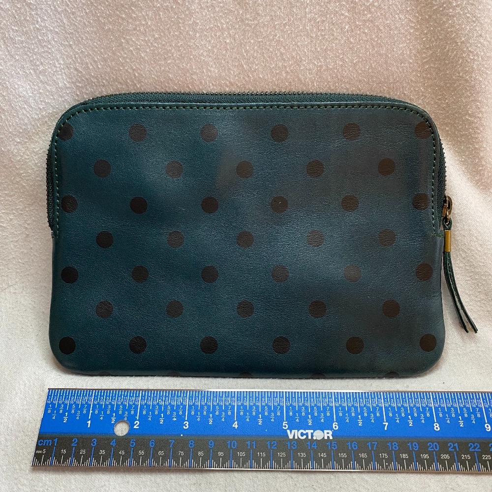 Dark Green Polkadot MadeWell Leather Pouch Clutch